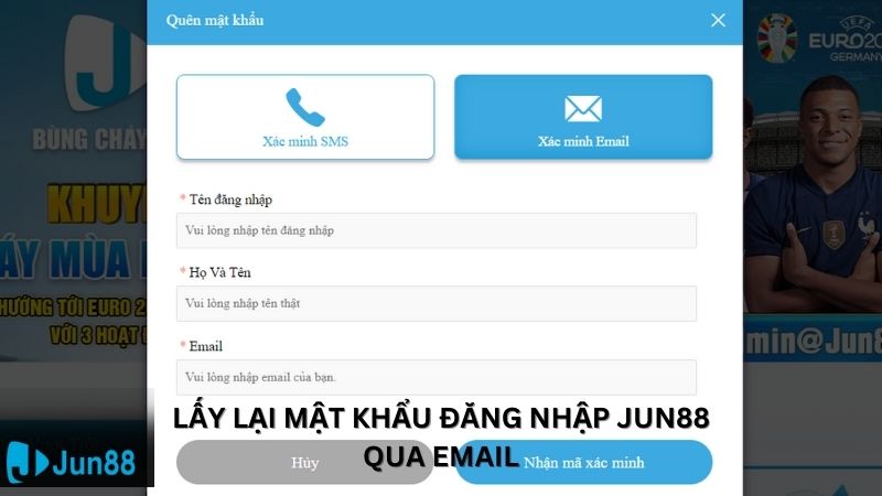 xu ly van de quen mat khau jun88 qua email